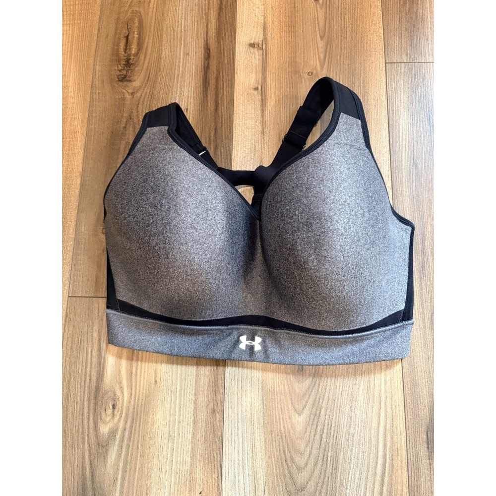 Under Armour Sports Bra 36DD Gray Padded Support Gym Workout Yoga